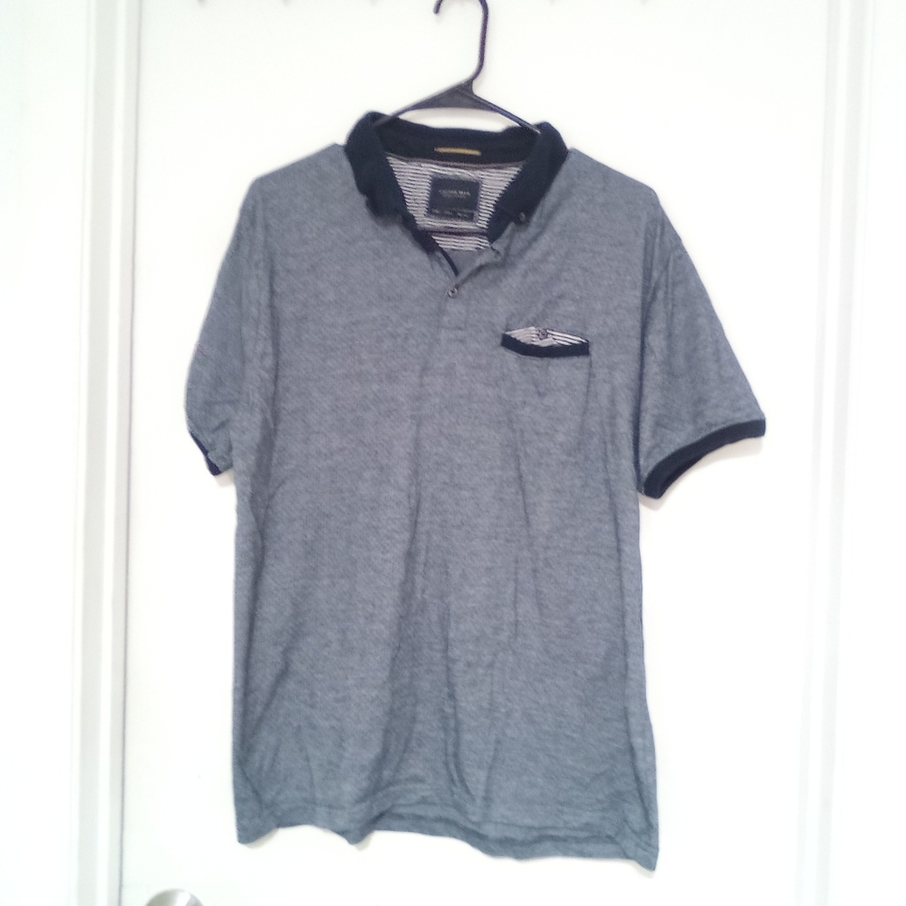 Cactus Polo men shirt navy blue short sleeve size L